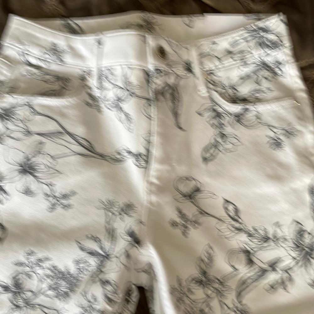 Black and white flowered jeans